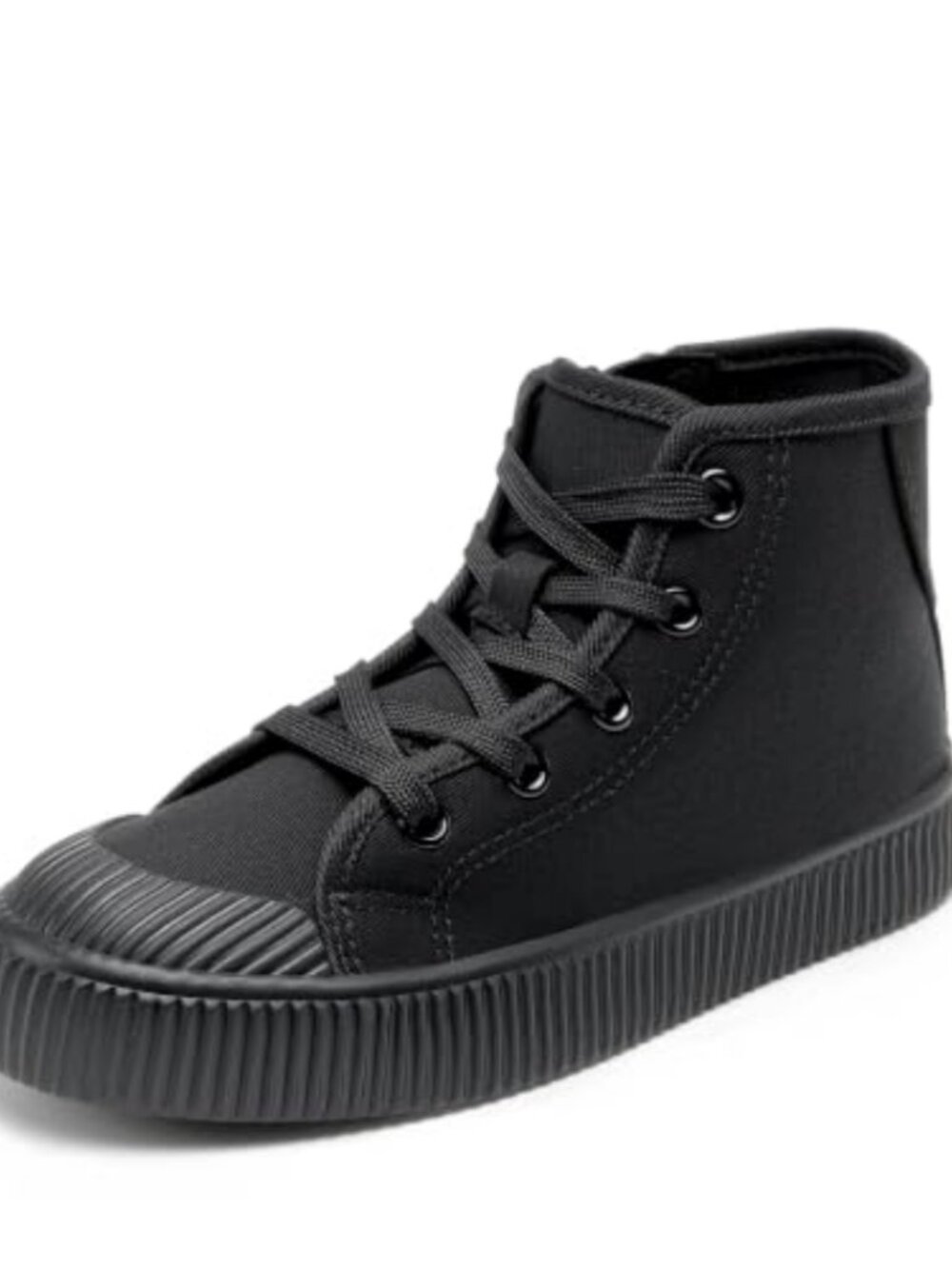 Unisex Kids High Top Canvas Sneakers Zip Lace Up School Shoes